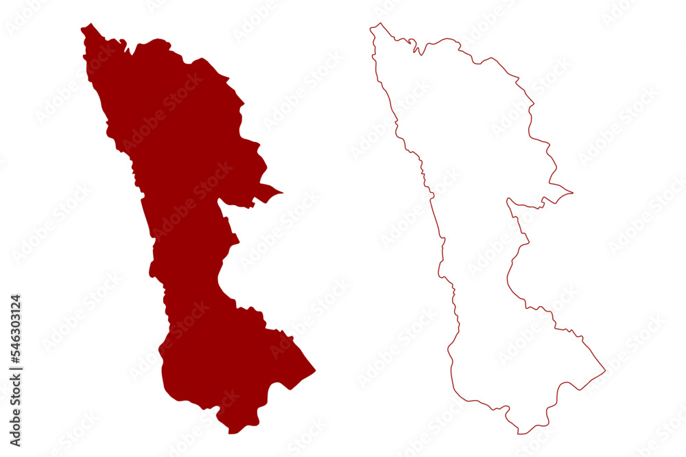 Fototapeta premium Broxtowe Non-metropolitan district, Borough (United Kingdom of Great Britain and Northern Ireland, ceremonial county Nottinghamshire or Notts, England) map vector illustration, scribble sketch map
