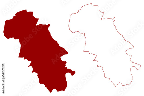 Gedling Non-metropolitan district, Borough (United Kingdom of Great Britain and Northern Ireland, ceremonial county Nottinghamshire or Notts, England) map vector illustration, scribble sketch map