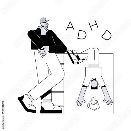 Attention deficit hyperactivity disorder abstract concept vector illustration. Developmental disorder, hyperactivity, attention deficit syndrome, impulsive behavior, ADHD abstract metaphor.