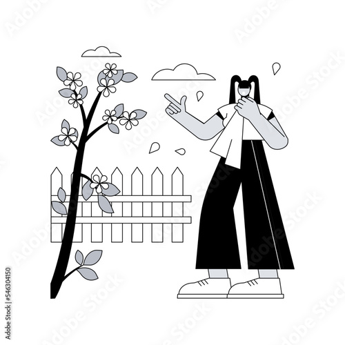 Seasonal allergy abstract concept vector illustration. Pollen allergy immunotherapy, allergic disease diagnostics, seasonal allergy test, nasal congestion, specialist counseling abstract metaphor.
