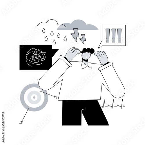 Anxiety abstract concept vector illustration. Social anxiety disorder, screening test, worry about future, fast heart rate, panic attack, domestic violence, feel desperate abstract metaphor.