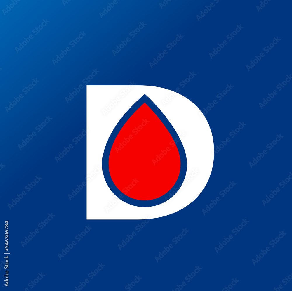 Fototapeta premium D letter with a red drop icon.