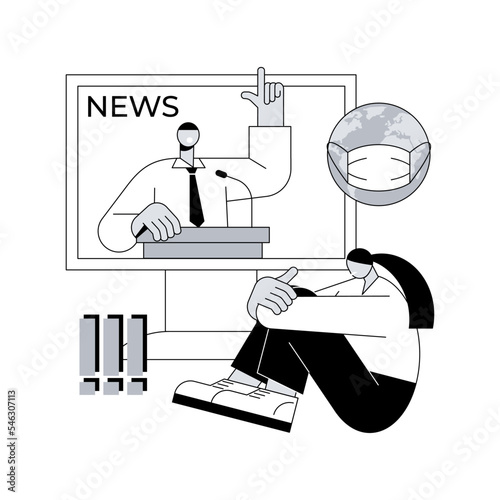 Limit your news intake abstract concept vector illustration. Coronavirus outbreak latest news, death toll, social media feed, stress and anxiety, mental health during quarantine abstract metaphor.