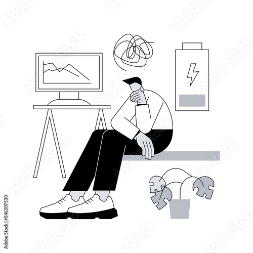 Emotional burnout abstract concept vector illustration. Psychological breakdown, burnout, emotional overload, psychologist consultation, mental health, stress and anxiety abstract metaphor.