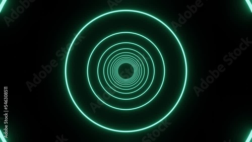looped 3d animation, neon tunnel with circle frames. Abstract cycled background.
