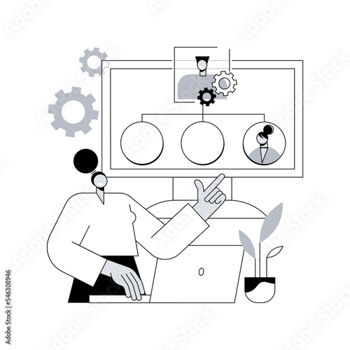 Organization abstract concept vector illustration. Self-organization ability, organize daily life, business management, teamwork planning, training personal skill, leadership abstract metaphor.