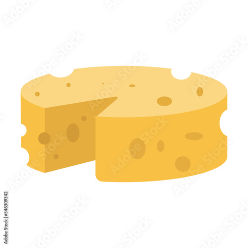 Round wheel of French cheese. Symbol of France. Cartoon vector illustration. France, food, culture, cuisine concept