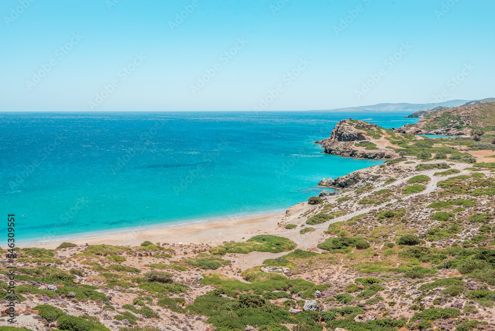 itanos beach, crete island, greece: beautiful sandy coast with natural environment near the cretan city of Sitia