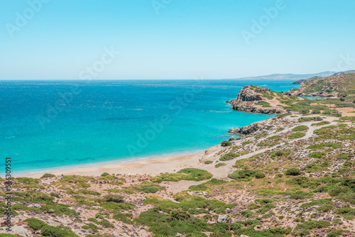Obraz na płótnie itanos beach, crete island, greece: beautiful sandy coast with natural environment near the cretan city of Sitia w salonie