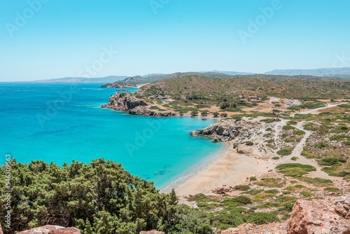 Obraz na płótnie itanos beach, crete island, greece: beautiful sandy coast with natural environment near the cretan city of Sitia w salonie