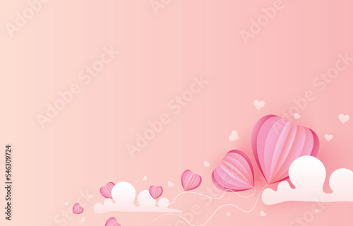 Pink heart paper cut background. empty space illustration for valentine day, mother's day, or love day. vector greeting card.