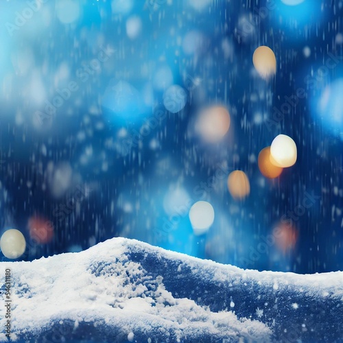 Ai generated digital art of snowflakes falling on the ground with bokeh in the background © Kaffeebart/Wirestock Creators