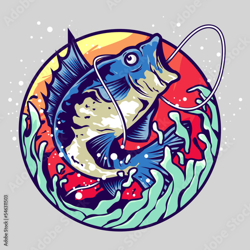 Illustration of 8 big fish fishing designs