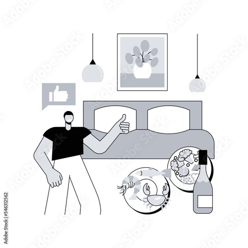 Bed and breakfast abstract concept vector illustration. Home accommodation, hotel and hospitality industry, trip planning, online booking, guest review, family home review abstract metaphor.