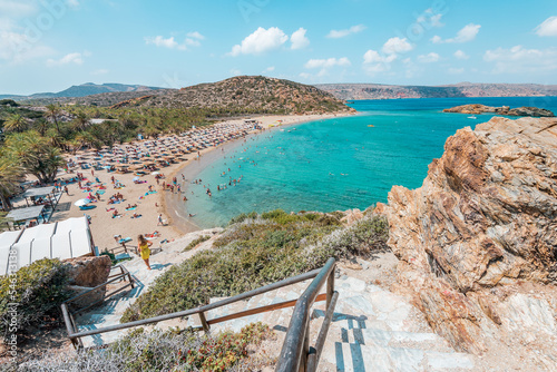 vai beach, crete island, greece: beautiful sandy coast with natural environment near the cretan city of Sitia  photo