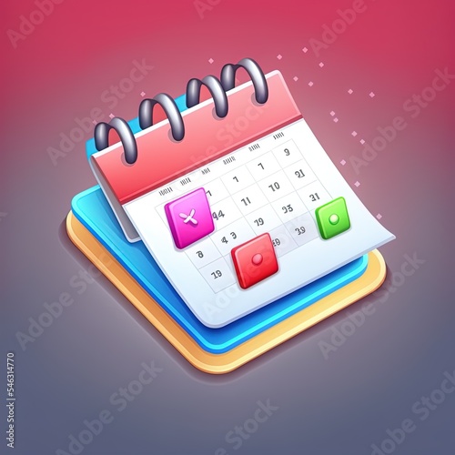 Calendar assignment icon. Planning concept. 3d 2r illustrated illustration.