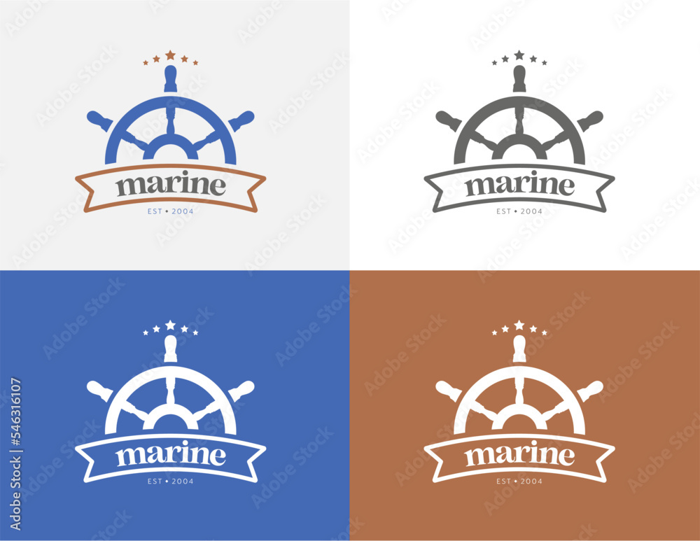 Logo for cruise ship with color visual identity.