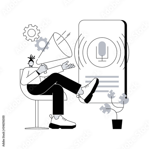 Speech to text abstract concept vector illustration. Multi-language speech recognizer, convert speech to text, voice-to-text software, voice recognition technology, translation abstract metaphor.