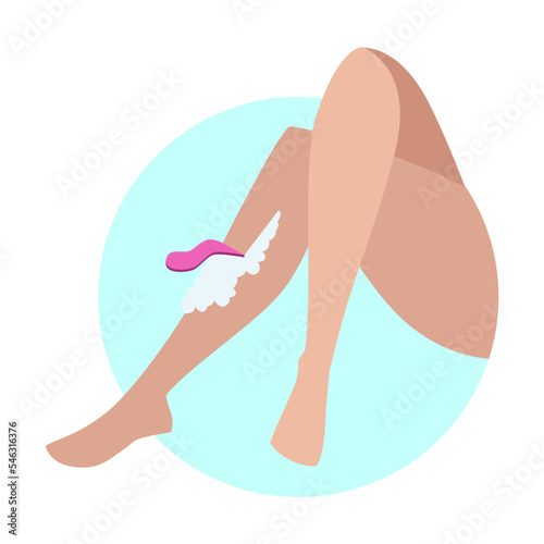 Hair removal, scraper after applying special cream. Way of hair removal. Cartoon vector illustration. Legs and epilation. Cosmetology, beauty salon, hair concept