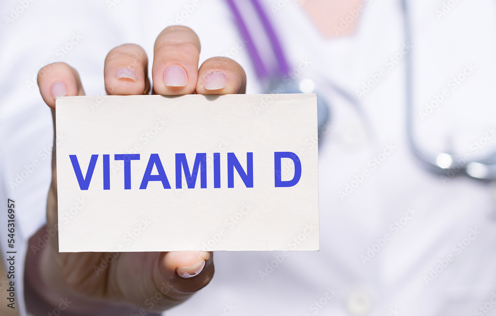 Vitamin D3 and supplements for human health. Doctor taking
