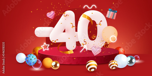 40 percent Off. Discount creative composition. Merry Christmas and Happy New Year. Sale banner and poster.