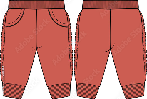 KIDS AND BABY UNISEX WEAR JOGGERS AND TROUSERS FRONT AND BACK VECTOR