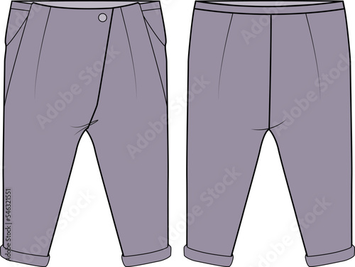 KIDS UNISEX BOTTOM WEAR PANTS VECTOR FRONT AND BACK