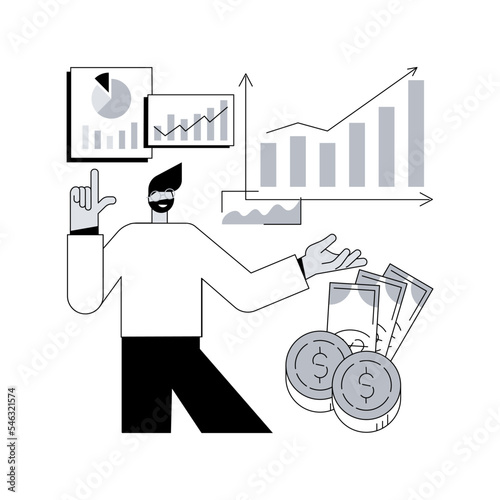 Marketing investment abstract concept vector illustration. Return on marketing investment, advertising campaign budget, promotion expenses, accounting, business plan, ROMI abstract metaphor. photo