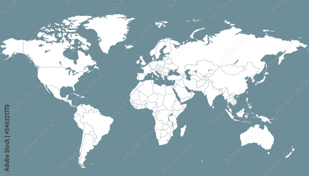 World map. Silhouette map. Color vector modern map.	