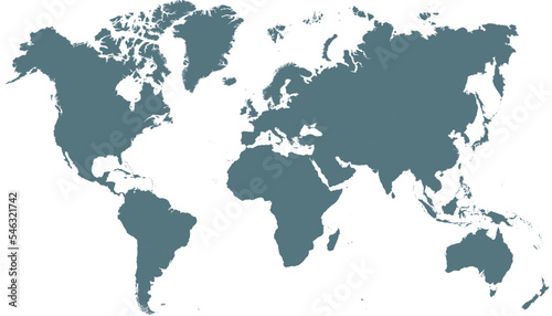 World map. Silhouette map. Color vector modern map.	