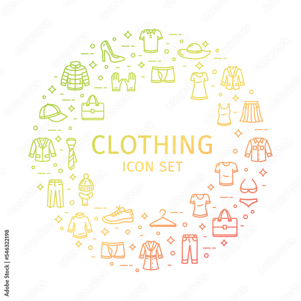 Clothing Round Design Template Thin Line Icon Concept. Vector