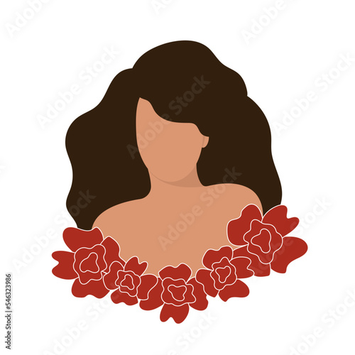 Faceless portrait of a girl in flowers.