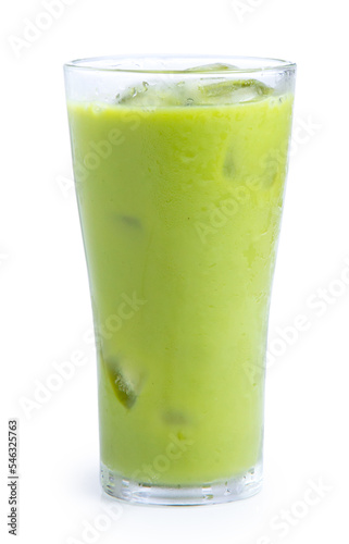 green tea milk isolated on white background