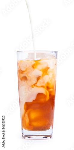 Ice tea milk isolated on white background