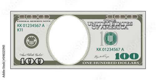U.S. 100 dollar. Souvenir. Vector. Eps-10