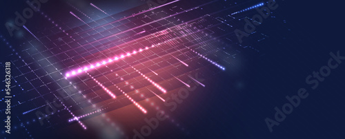 Quantum processing. Deep learning artificial intelligence. Future new technology  for business or science presentation