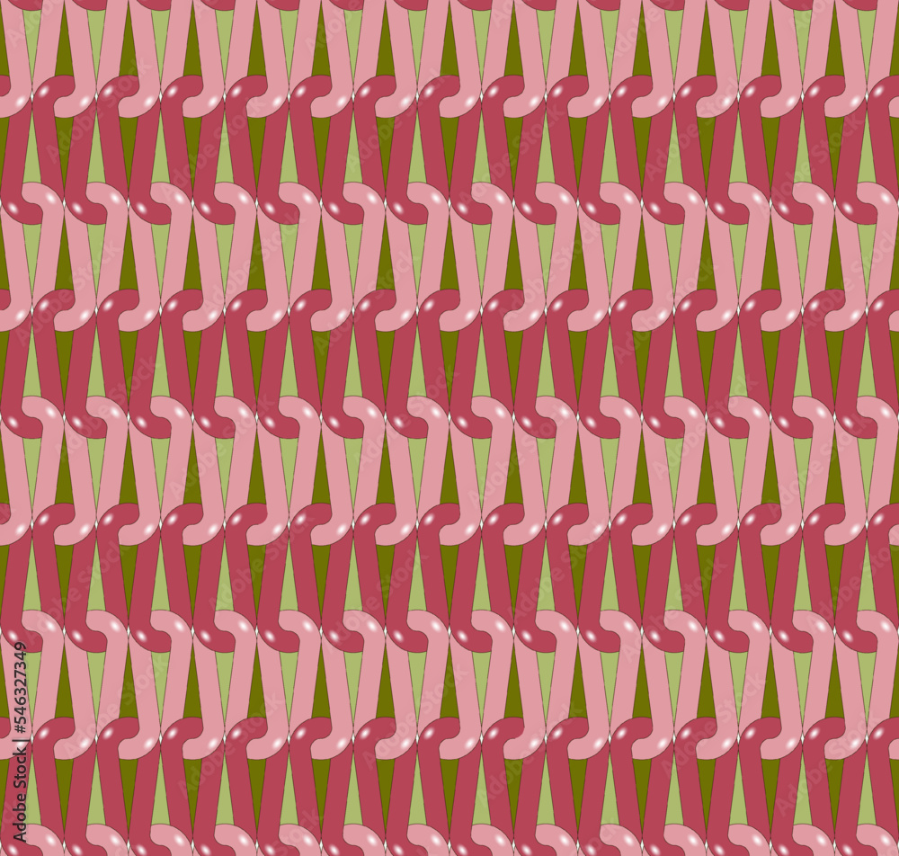 Seamless, Vector Stylized Image of Interlacing Red and Pink Loops Forming a Repeating Pattern. Can Be Used in Design and Textiles