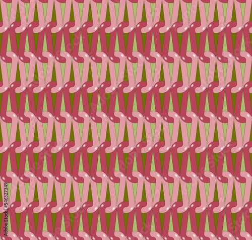 Seamless, Vector Stylized Image of Interlacing Red and Pink Loops Forming a Repeating Pattern. Can Be Used in Design and Textiles