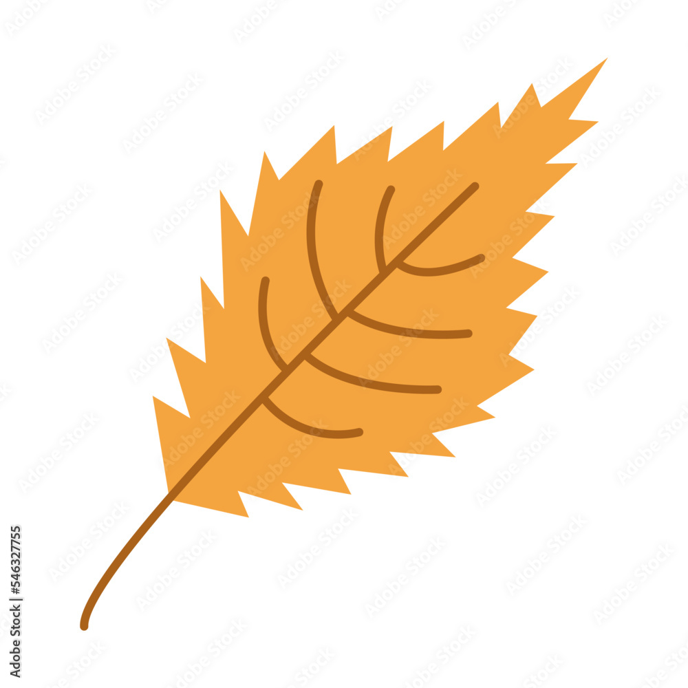 Orange leaf of autumn tree cartoon illustration. Autumn symbol. Foliage, fall decoration, September concept Orange leaf of autumn tree cartoon illustration. Autumn symbol. Foliage, fall decoration, September concept
