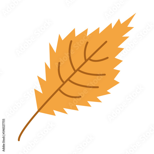 Orange leaf of autumn tree cartoon illustration. Autumn symbol. Foliage, fall decoration, September concept