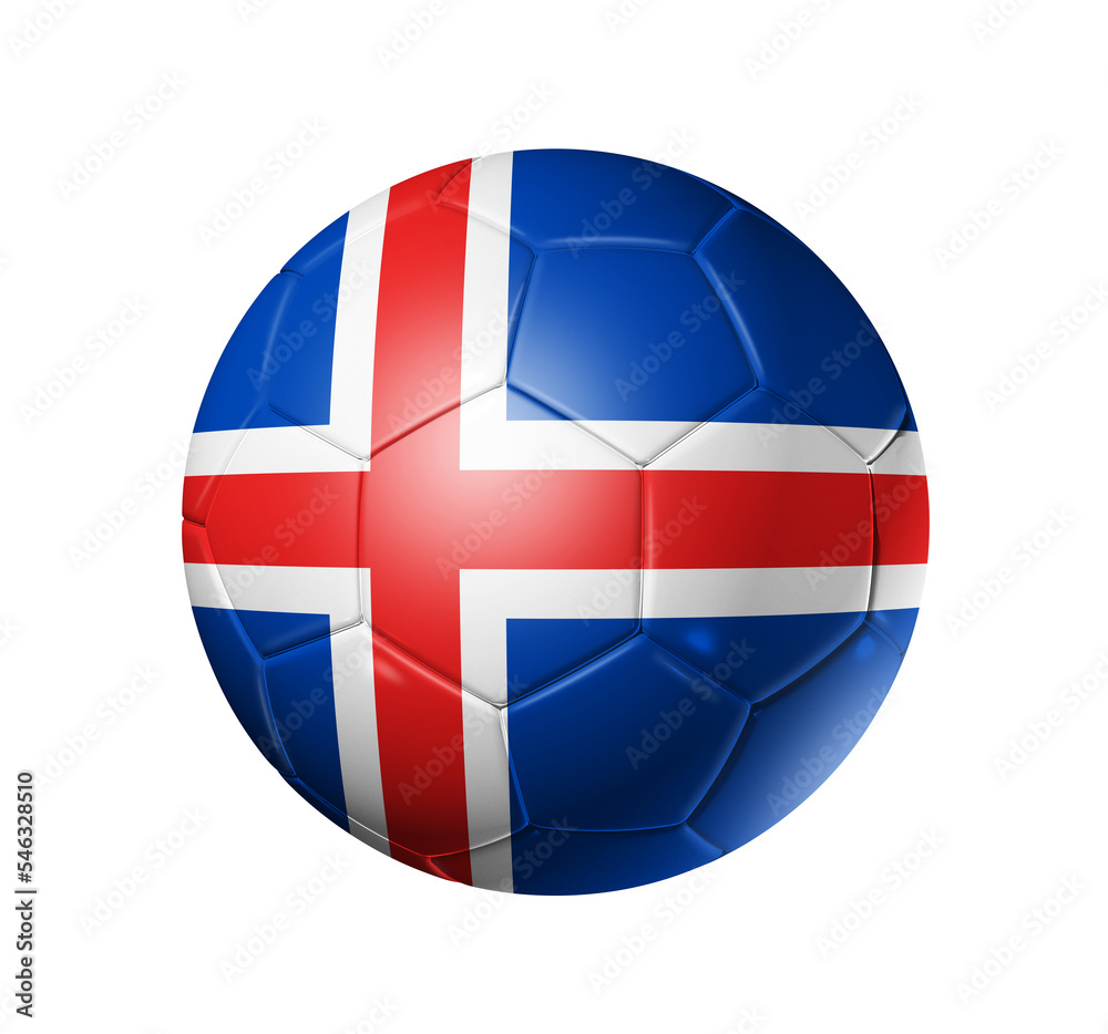 Obraz premium Soccer football ball with Iceland flag
