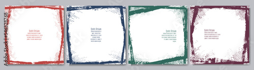Vector grunge overlay. Hand drawn abstract frame set. Ink brush strokes mess. Design for social network, web banner, blog post. Banner halftone color overlay. Retro vintage background collection