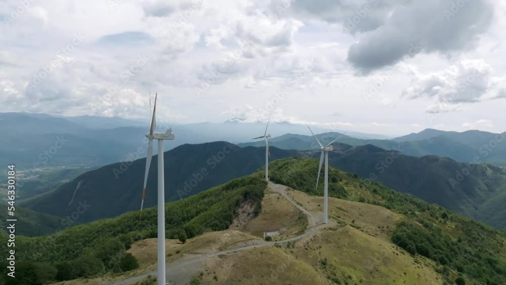 Wind turbine seen with a drone Wind turbine seen with a drone