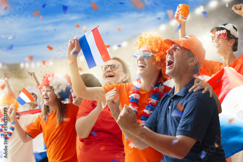 Netherlands football team supporter on stadium.