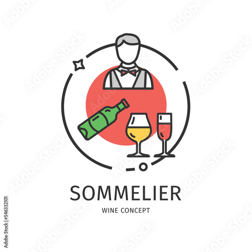 Wine Thin Line Icon Concept. Vector