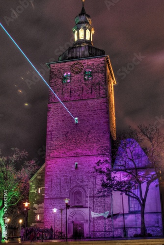 Kirche bunt beleuchtet, Recklinghausen leuchtet