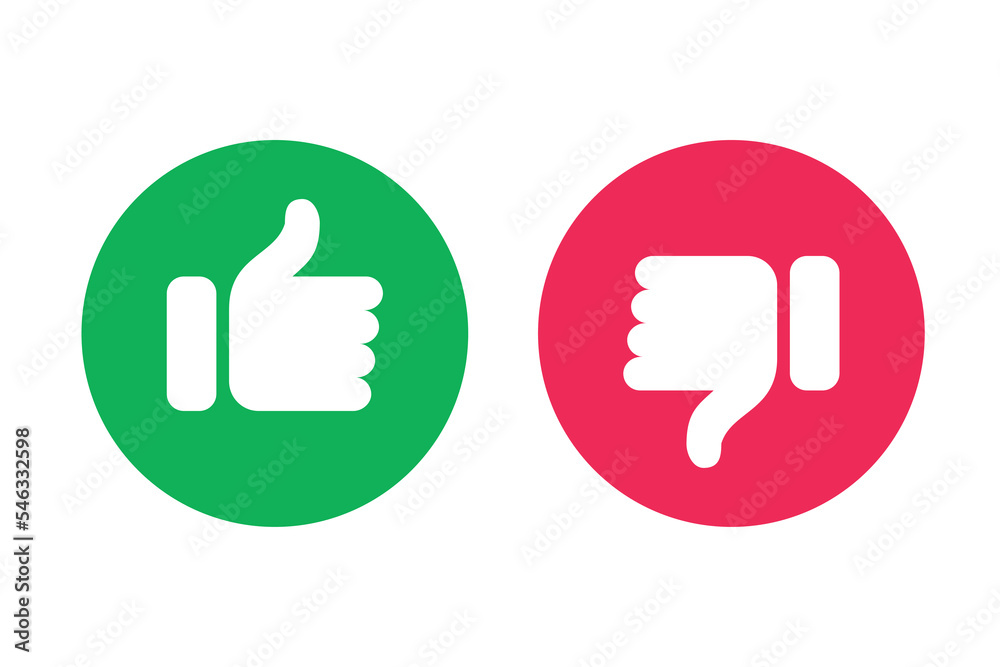 Thumb up and thumb down flat icon. Vector illustration Thumb up and thumb down flat icon. Vector illustration