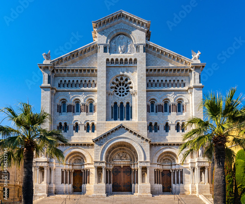 Cathedral of Our Lady of Immaculate Conception known as Saint Nicholas Cathedral in Monaco Ville royal old town district of Monaco © Art Media Factory