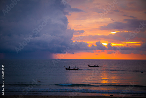 Beautiful beach sunset in koh Lanta, Krabi, Thailand