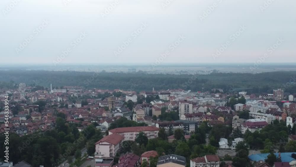 Drone view over a residential district on a cloudy day Drone view over a residential district on a cloudy day